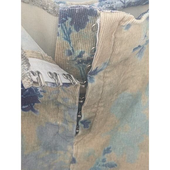Rare specialty Skirt - blue/cream floral patterned soft corduroy with stretch - Picture 7 of 9
